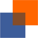 The Hue blend mode, demonstrated with overlapping squares